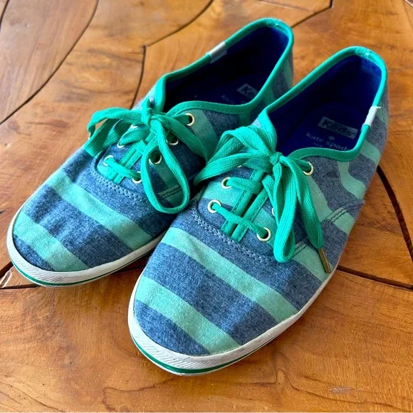 kate spade Shoes Kate Spade Keds Sneakers Teal Blue Stripe